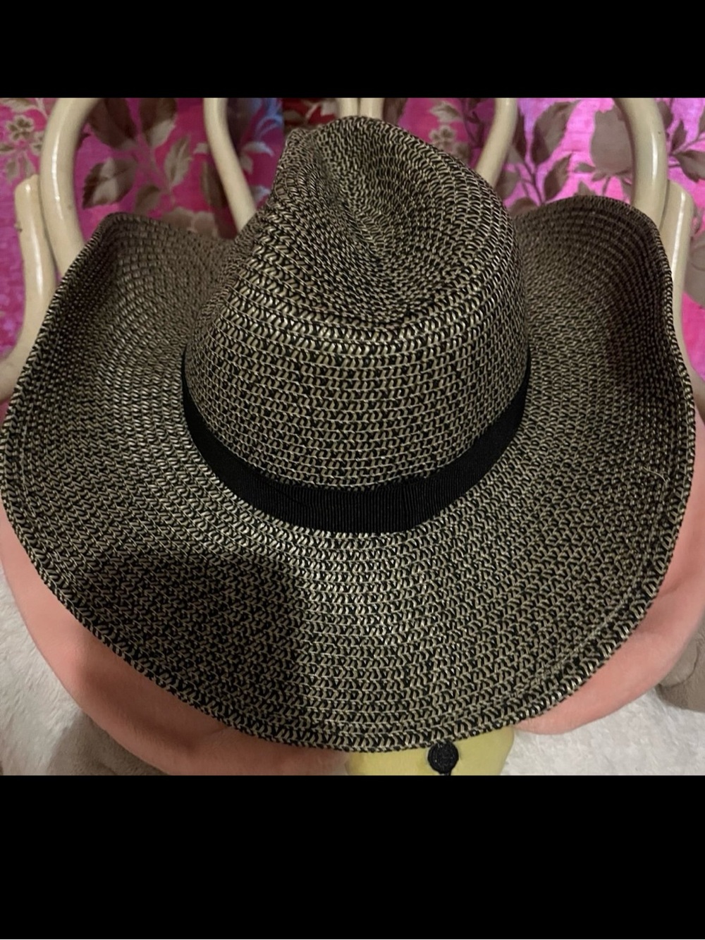 J.Crew Cowgirl Cool Adjustable Green Paper- Blend Banded Beach Hat Size S-M